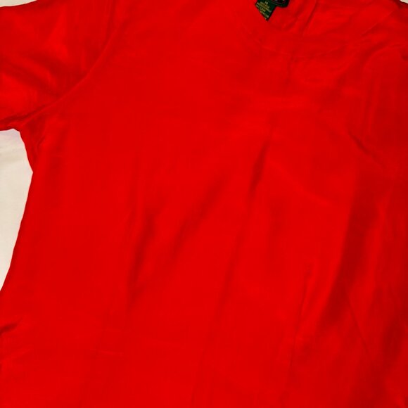 Vintage Charter Club 100% Silk Blouse Red Size 14 | Button-Back Classic Holiday - Picture 3 of 14